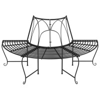 Produktbild för Halvrund trädbänk 2 st Ø159 cm svart stål