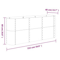 Produktbild för Odlingslåda pulverlackerat stål 152x40x68 cm grå