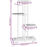 Produktbild för Växtställ på hjul 4 hyllor 44x23x80 cm svart järn