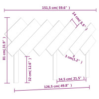 Produktbild för Sänggavel vit 151,5x3x81 cm massiv furu