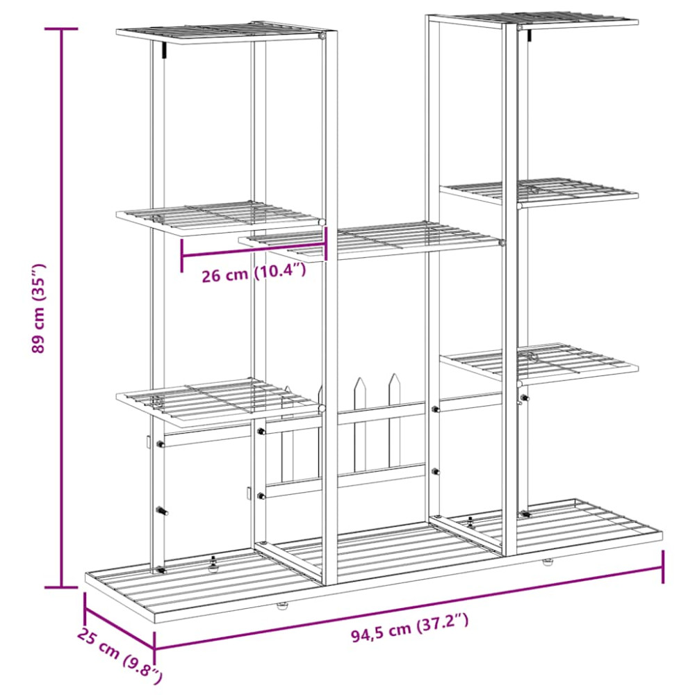 Produktbild för Växtställ 94,5x25x89 cm vit järn