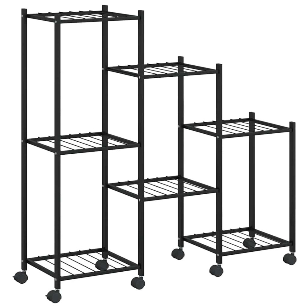 Produktbild för Växtställ på hjul 83x25x83,5 cm svart järn