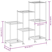 Produktbild för Växtställ på hjul 83x25x83,5 cm svart järn