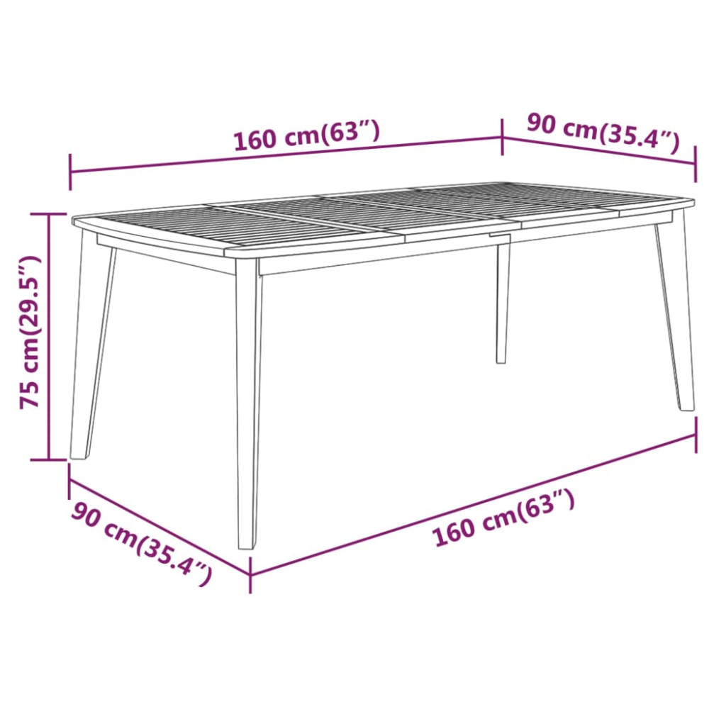 Produktbild för Trädgårdsbord 160x90x75 cm massivt akaciaträ
