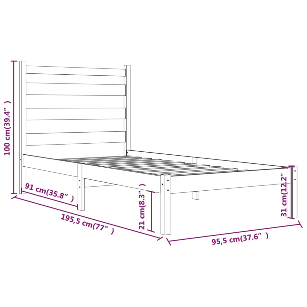 Produktbild för Sängram massiv furu 90x190 cm