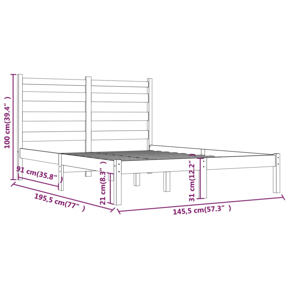 Produktbild för Sängram massiv furu 140x190 cm