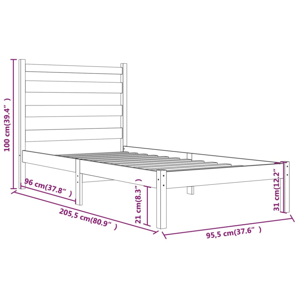 Produktbild för Sängram massiv furu 90x200 cm