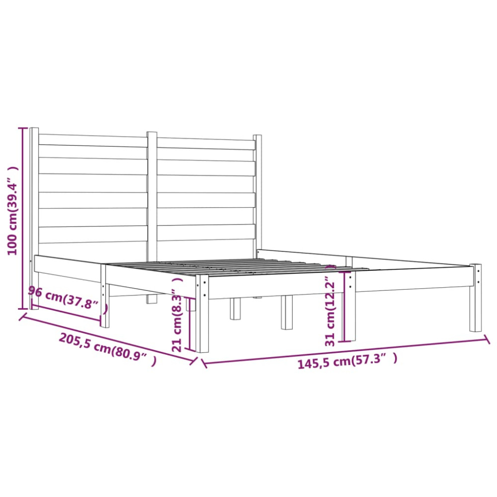 Produktbild för Sängram massiv furu 140x200 cm