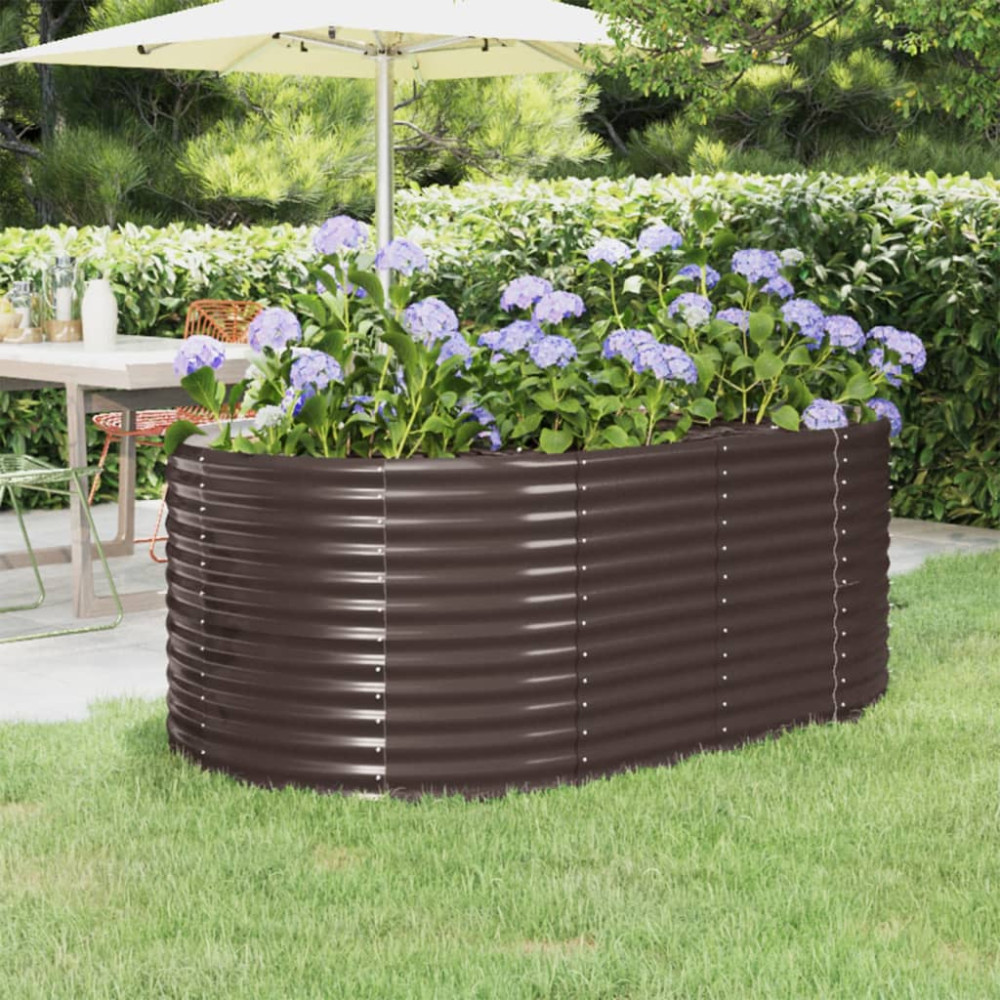 Produktbild för Odlingslåda pulverlackerat stål 175x100x68 cm brun