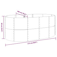 Produktbild för Odlingslåda pulverlackerat stål 175x100x68 cm antracit