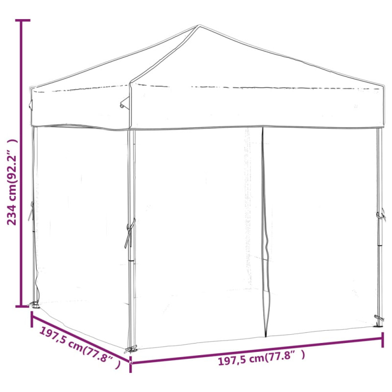 Produktbild för Hopfällbart partytält med sidoväggar svart 2x2 m