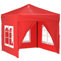 Produktbild för Hopfällbart partytält med sidoväggar röd 2x2 m