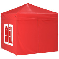 Produktbild för Hopfällbart partytält med sidoväggar röd 2x2 m