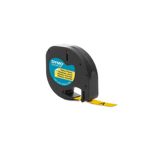 DYMO Tape LetraTAG plast 12mm svart på gul