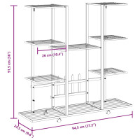 Produktbild för Växtställ på hjul 94,5x24,5x91,5 cm vit järn