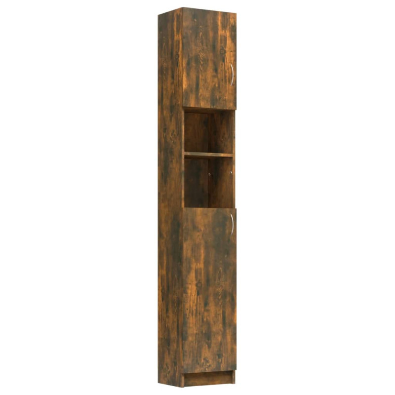 Produktbild för Badrumsskåp rökfärgad ek 32x25,5x190 cm konstruerat trä