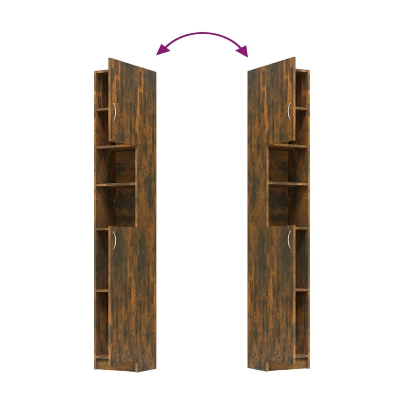 Produktbild för Badrumsskåp rökfärgad ek 32x25,5x190 cm konstruerat trä