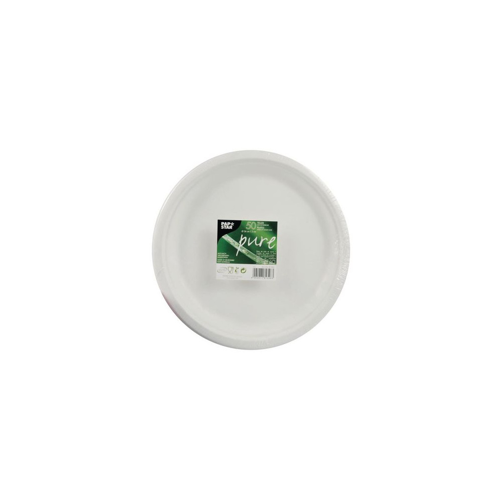 Produktbild för Tallrik PURE Bagasse 26 cm 50/fp