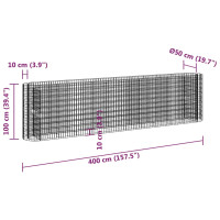 Produktbild för Planteringsgabion galvaniserat järn 400x50x100 cm