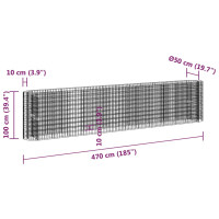 Produktbild för Planteringsgabion galvaniserat järn 470x50x100 cm