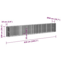 Produktbild för Planteringsgabion galvaniserat järn 610x50x100 cm