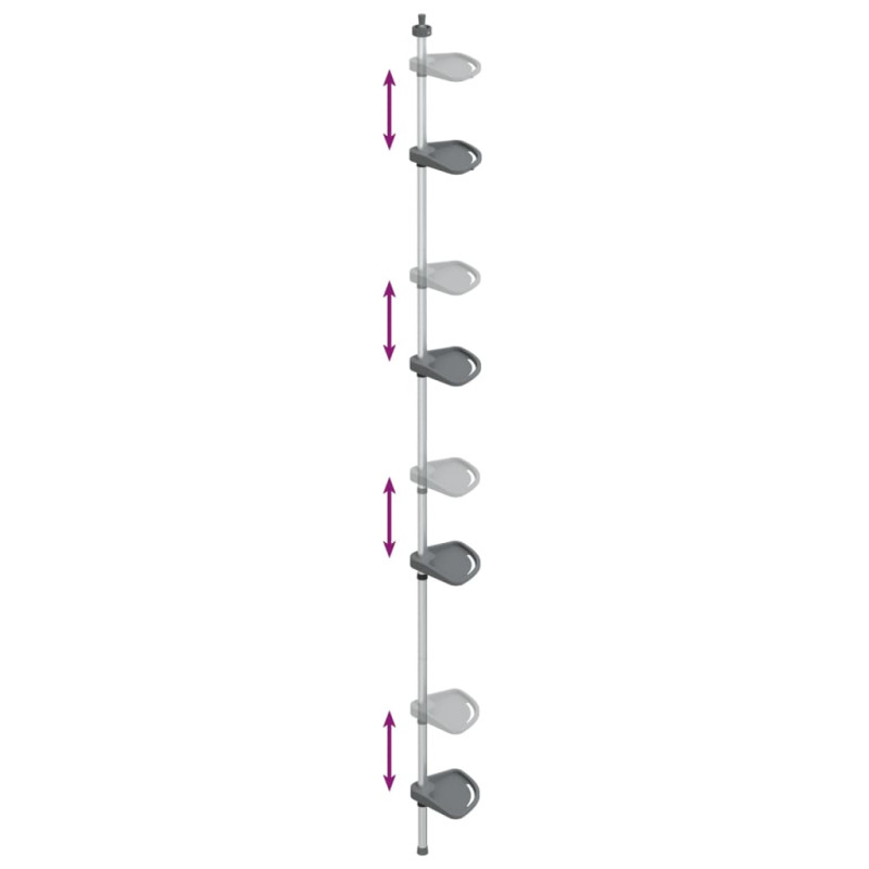 Produktbild för Teleskopisk duschhylla för hörn 4 nivåer silver aluminium