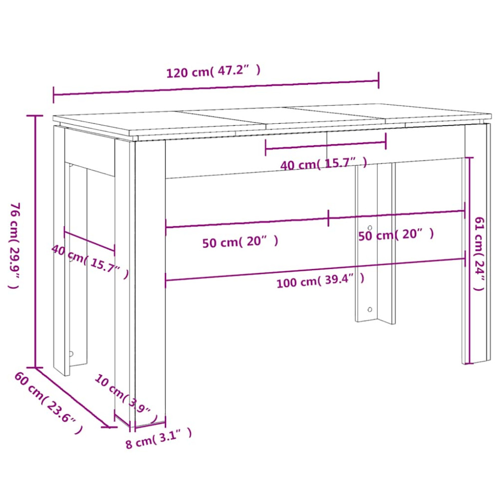 Produktbild för Matbord rökfärgad ek 120x60x76 cm konstruerat trä