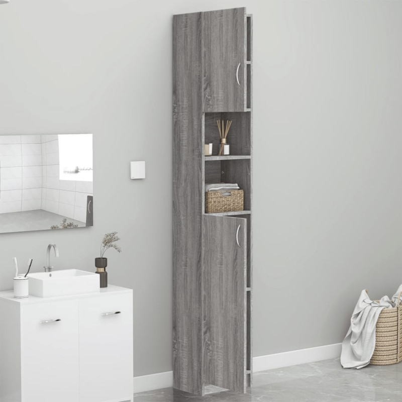 Produktbild för Badrumsskåp grå sonoma 32x25,5x190 cm konstruerat trä