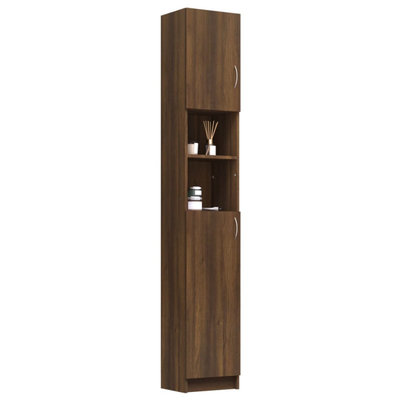 Produktbild för Badrumsskåp brun ek 32x25,5x190 cm konstruerat trä