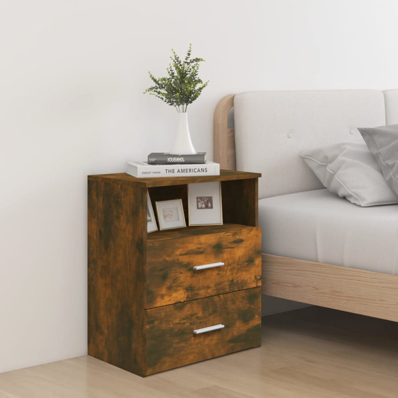 Produktbild för Sängbord rökfärgad ek 50x32x60 cm