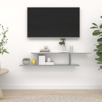 Miniatyr av produktbild för Väggmonterad tv-hylla grå sonoma 125x18x23 cm konstruerat trä