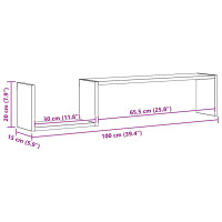 Produktbild för Vägghyllor 2 st rökfärgad ek 100x15x20 cm konstruerat trä