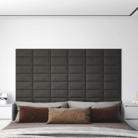 Produktbild för Väggpaneler 12 st mörkgrå 30x15 cm tyg 0,54 m²