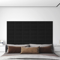 Produktbild för Väggpaneler 12 st svart 30x15 cm tyg 0,54 m²