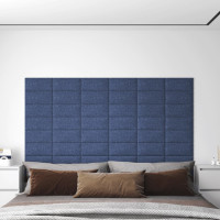 Produktbild för Väggpaneler 12 st blå 30x15 cm tyg 0,54 m²