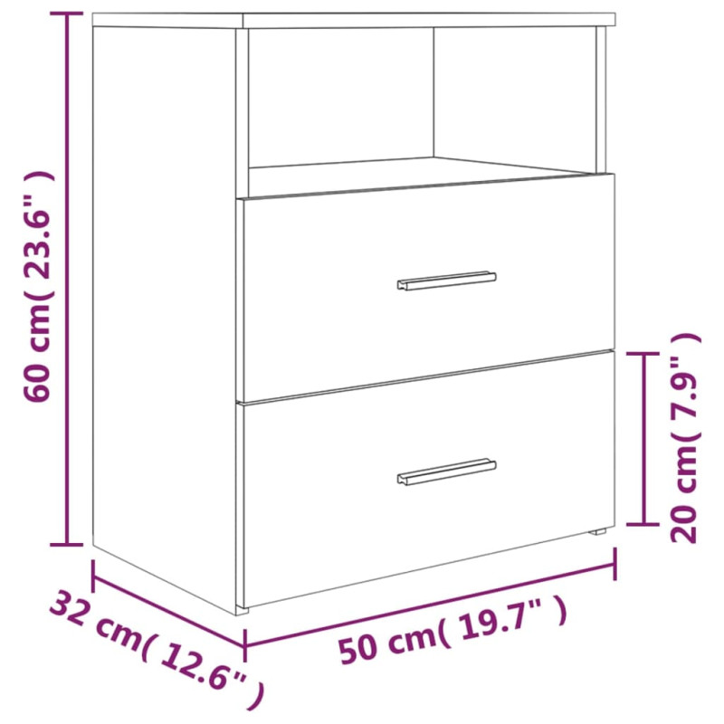 Produktbild för Sängbord grå sonoma 50x32x60 cm