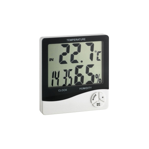 TFA-Dostmann TFA-Dostmann WS 5031 - Thermo-Hygrometer mit Uhrzeitanzeige inomhus Elektronisk hygrometer Svart, Vit