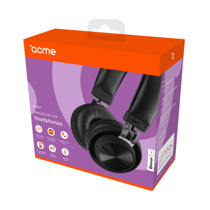 Produktbild för ACME Europe BH203 Headset Kabel & Trådlös Huvudband Bluetooth Svart