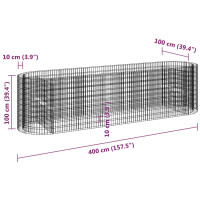 Produktbild för Planteringsgabion galvaniserat järn 400x100x100 cm