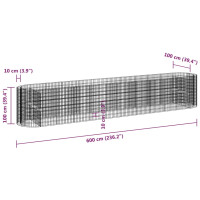 Produktbild för Planteringsgabion galvaniserat järn 600x100x100 cm