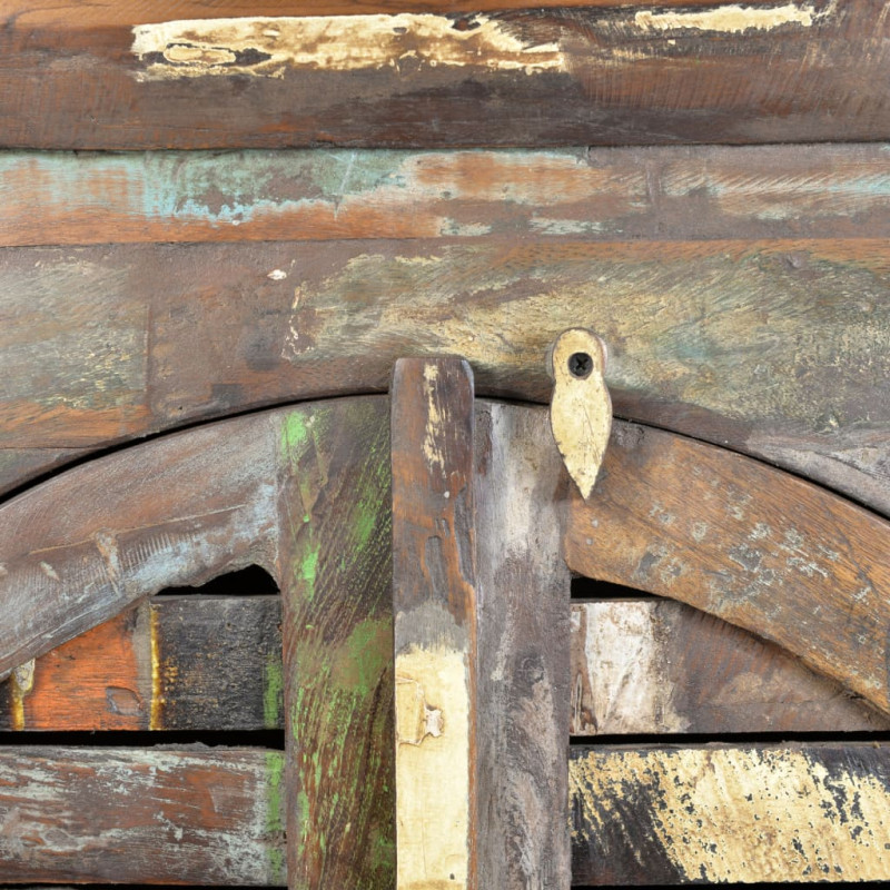 Produktbild för Bokhylla återvunnet trä flerfärgat med 3 hyllor & 2 dörrar
