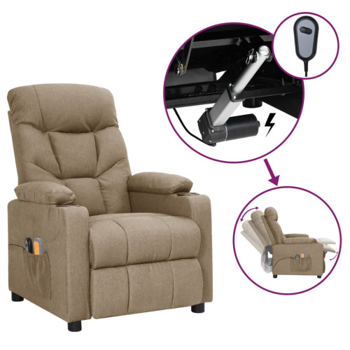 vidaXL Elektrisk massagefåtölj taupe tyg