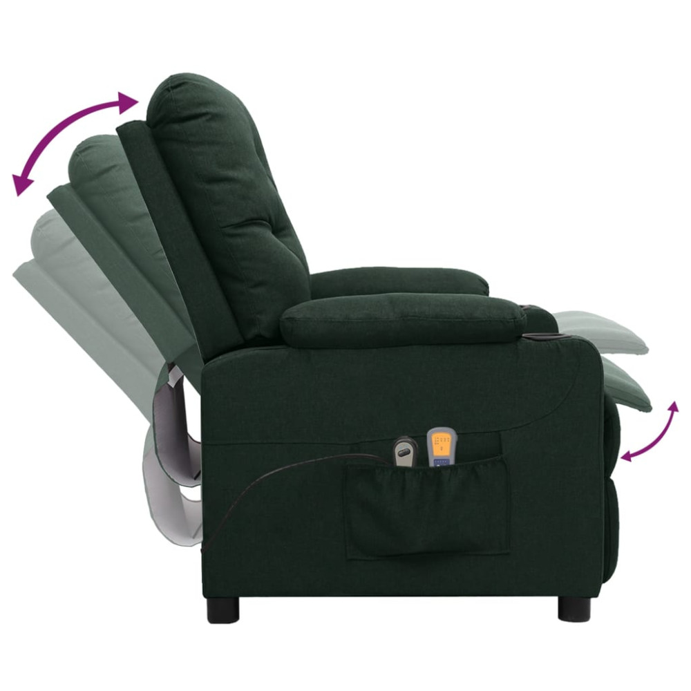 Produktbild för Massagefåtölj mörkgrön tyg