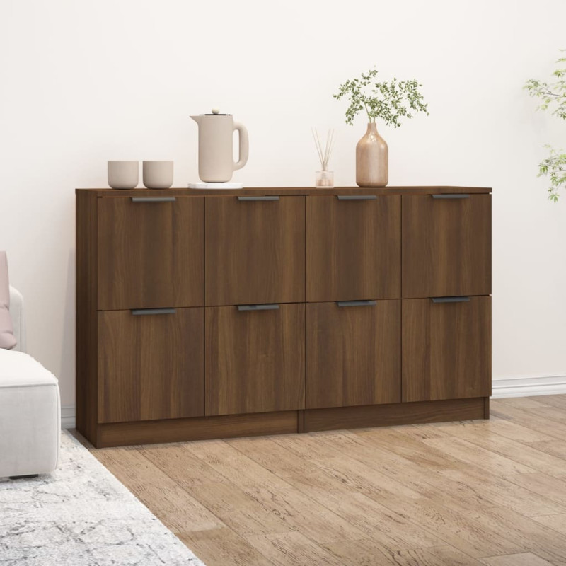 Produktbild för Skänkar 2 st brun ek 60x30x70 cm konstruerat trä