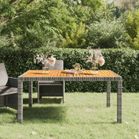 Miniatyr av produktbild för Trädgårdsbord 150x90x75 cm konstrotting och akaciaträ grå