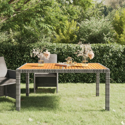 vidaXL Trädgårdsbord 150x90x75 cm konstrotting och akaciaträ grå