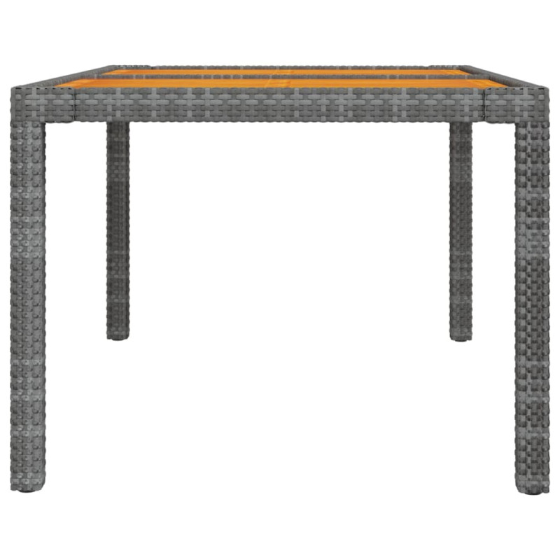 Produktbild för Trädgårdsbord 150x90x75 cm konstrotting och akaciaträ grå
