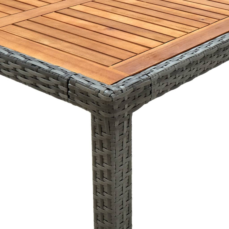 Produktbild för Trädgårdsbord 150x90x75 cm konstrotting och akaciaträ grå