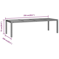 Produktbild för Trädgårdsbord grå 250x100x75 cm konstrotting