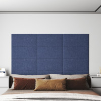 Produktbild för Väggpaneler 12 st blå 60x30 cm tyg 2,16 m²